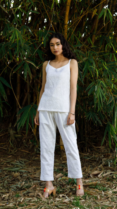 Phoolpatti Jaal Chikan Cotton Pants