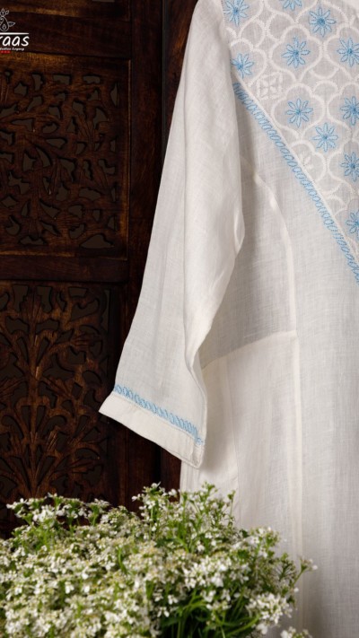 Chikankari Linen Tunic Dress