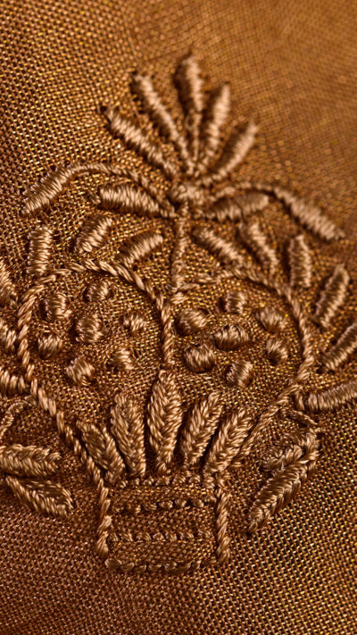 The Crown Gold Zari Silk Chikankari Dupatta