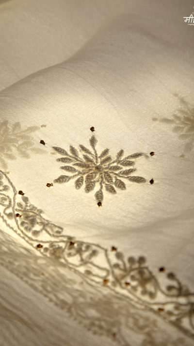 Snowflake White Organza Chikankari Dupatta
