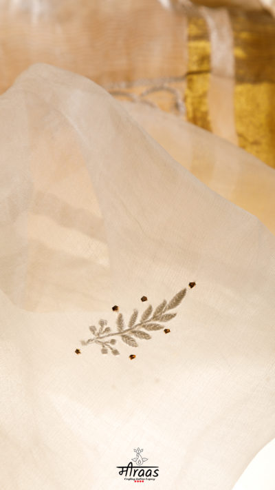 Chinar Organza White Chikankari Dupatta