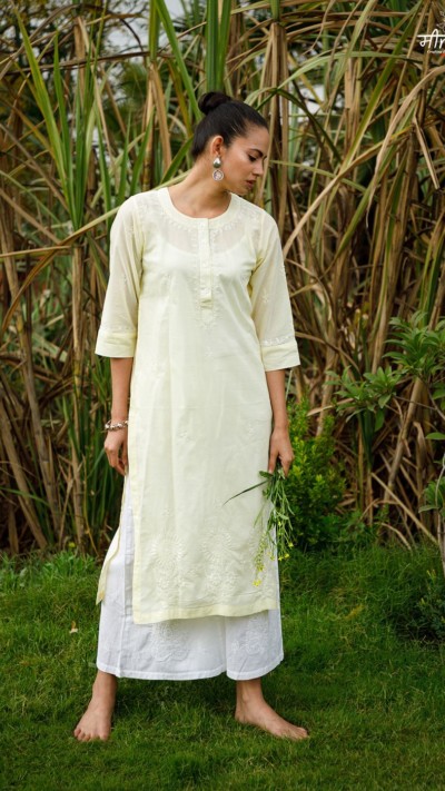 Neembu Kulfi Chikankari Kurta