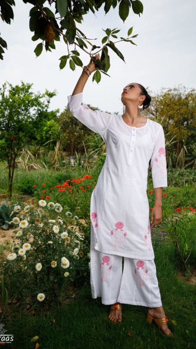Patta Boota Cotton Tunic & Palazzo Set
