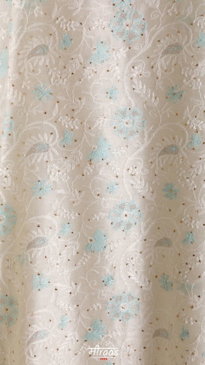 White Firozi Tepchi Kurta Dupatta Ensemble