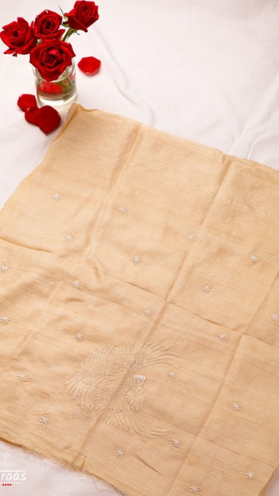 Rooster Tussar Silk Chikankari Blouse Piece