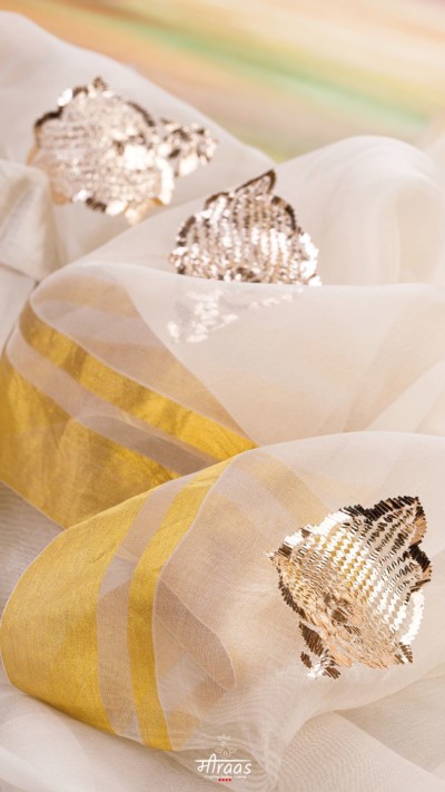 Golden Trellis Mukaish Swarna Paatra Organza Dupatta