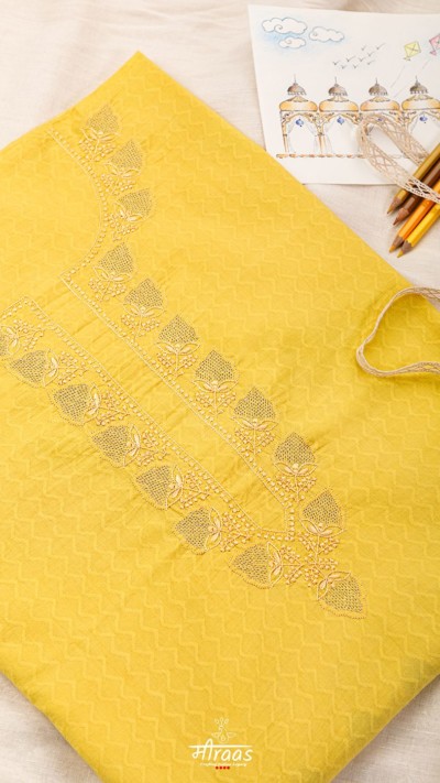 Swarna Paatra Chikankari Cotton Kurta Fabric