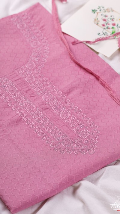 Biryani Chawal Gulaabi Chikankari Cotton Kurta Fabric