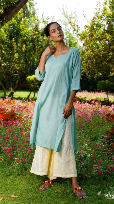 Khus Chikankari Cotton Kurta