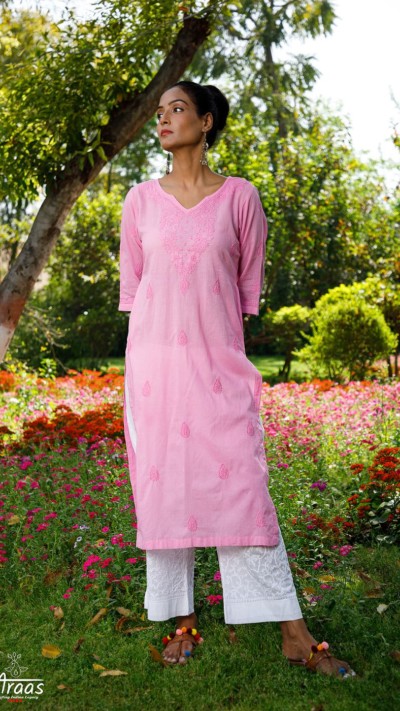 Gulaab Chikankari Cotton Kurta