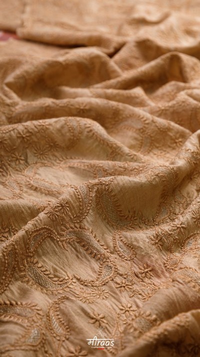 Made on Order | Sandal Ittar - Chikankari Tussar Silk Luxury Dupatta