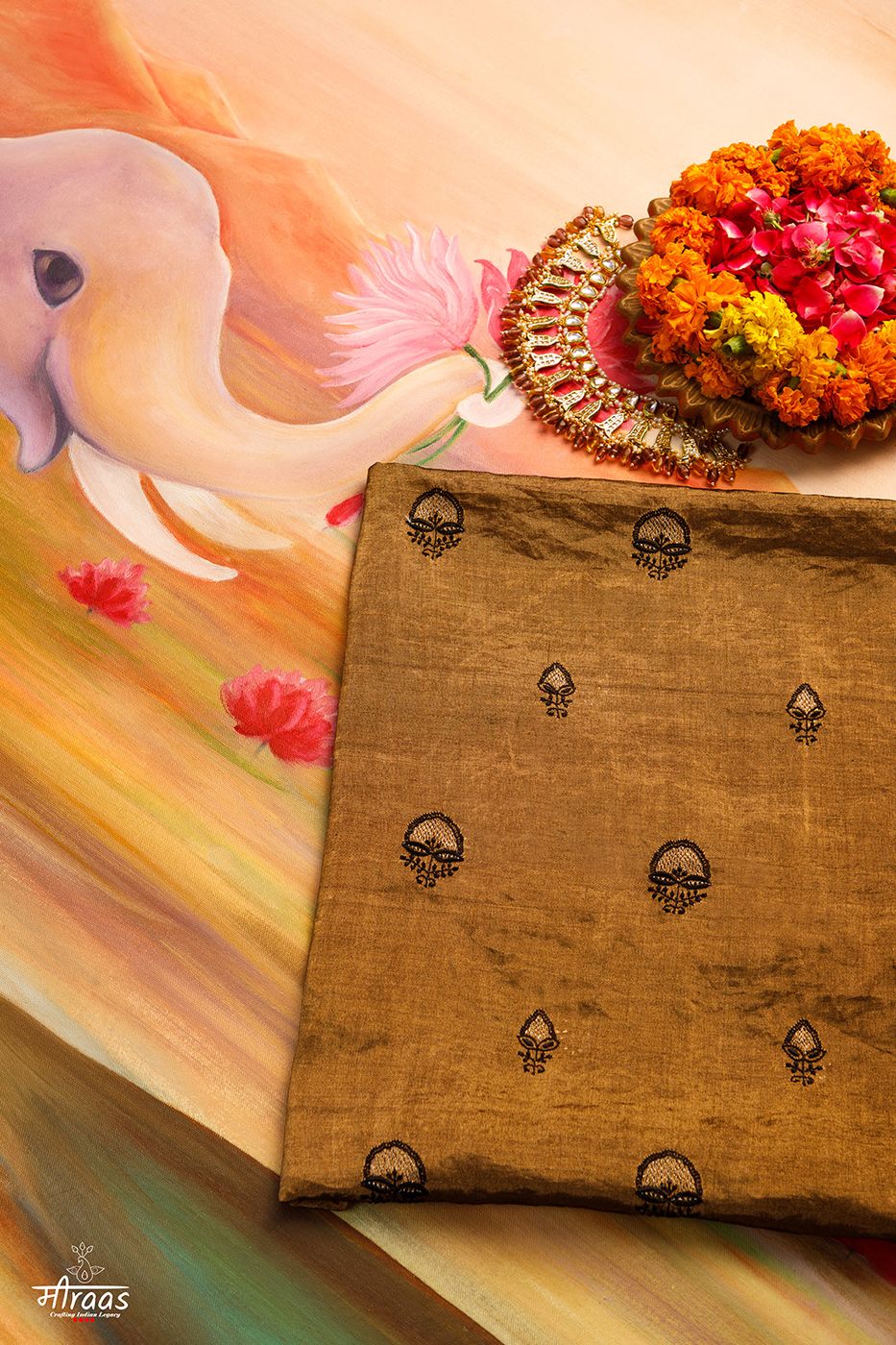 LR | Website Uploads | Chikankari Zari Black Gold Jaali Boota Blouse Piece 35.1