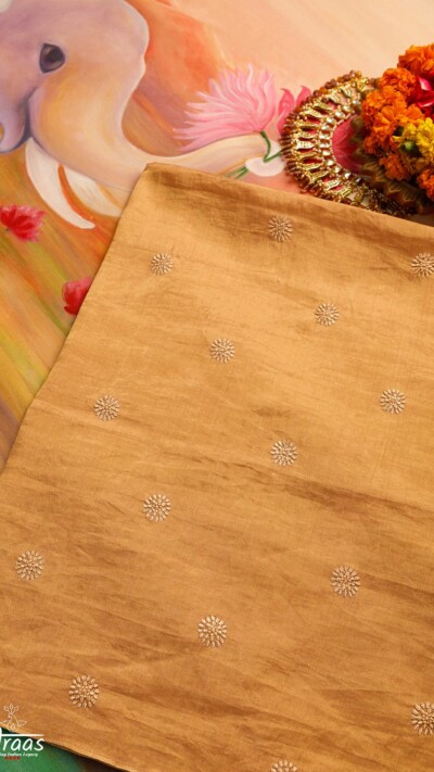 Phoolboota - Rose Gold Zari Silk