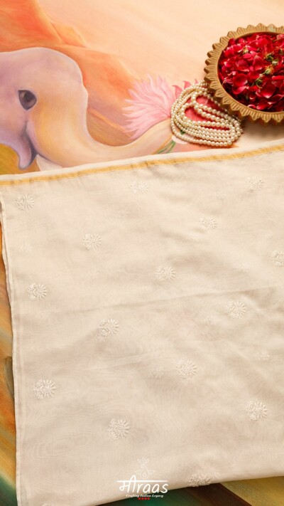 Gul - Chikankari Chanderi Blouse Fabric