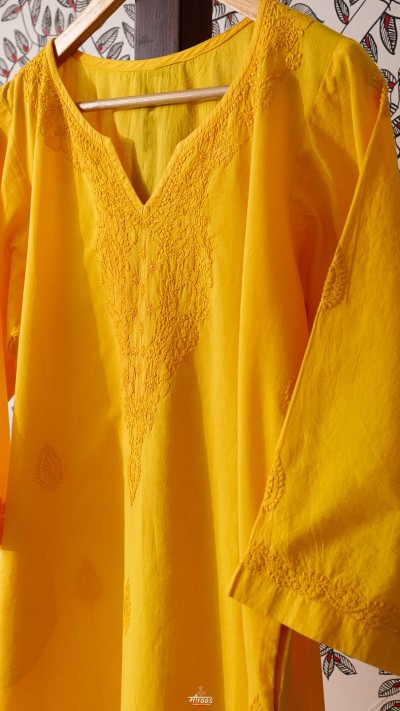 Haldi Chikankari Cotton Kurta