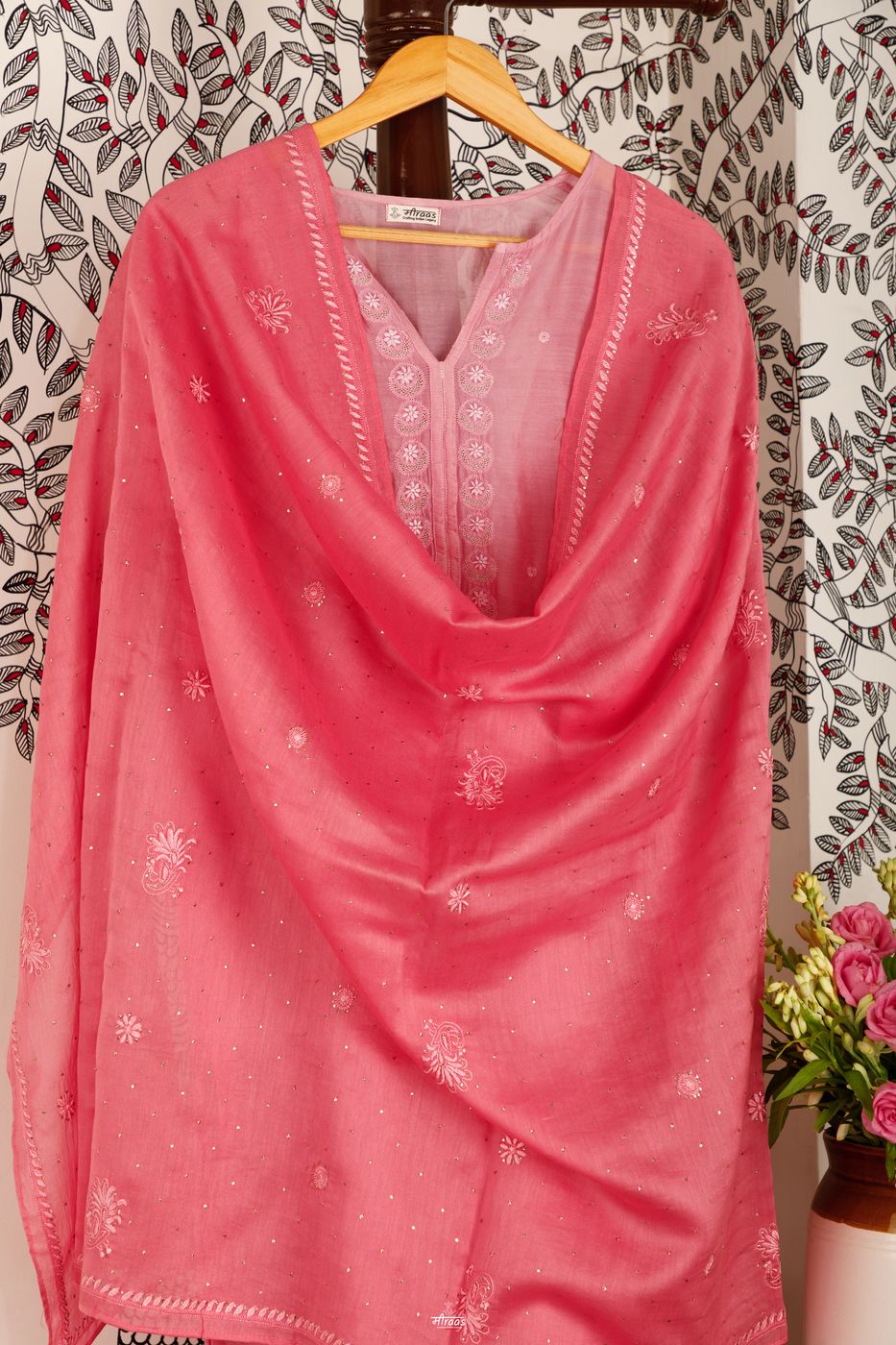 LR | WU | Pink Chaand Mayur Kurta + Dupatta 2271